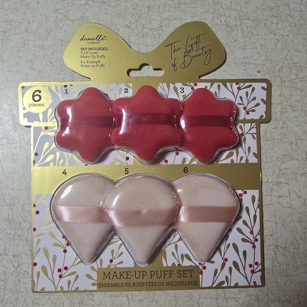 Make-Up Puff Set - Red and Cream